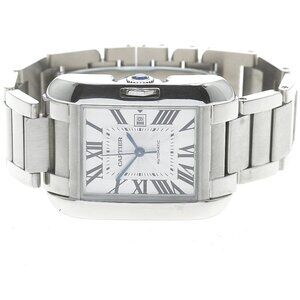 CARTIER Tank Anglaise LM W5310009 Date Silver Dial Automatic Men's Watch